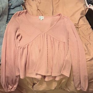 Blue Rain Blush Pink V-Neck Crop Top
